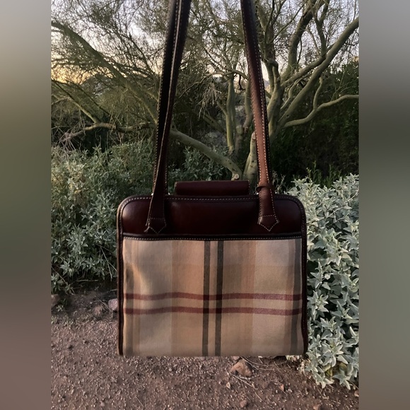 Vintage Retired Brighton Brown and Tan Plaid Shoulder Bag - Picture 2 of 8